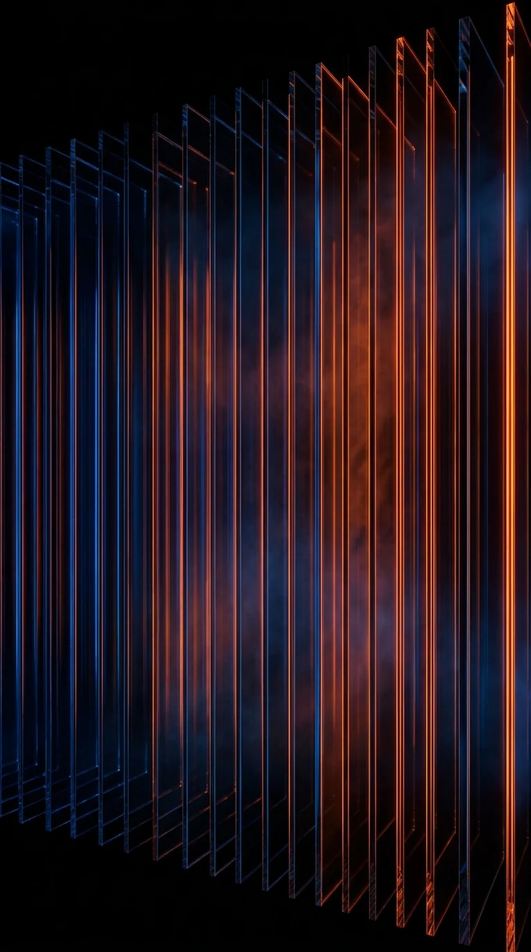 Abstract Vertical Light Fins with Orange and Blue Gradients - Free 4K mobile Wallpaper