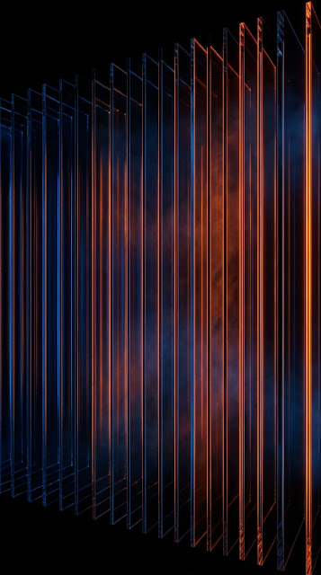 Abstract Vertical Light Fins with Orange and Blue Gradients - Free mobile Wallpaper