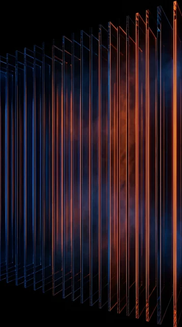 Abstract Vertical Light Fins with Orange and Blue Gradients