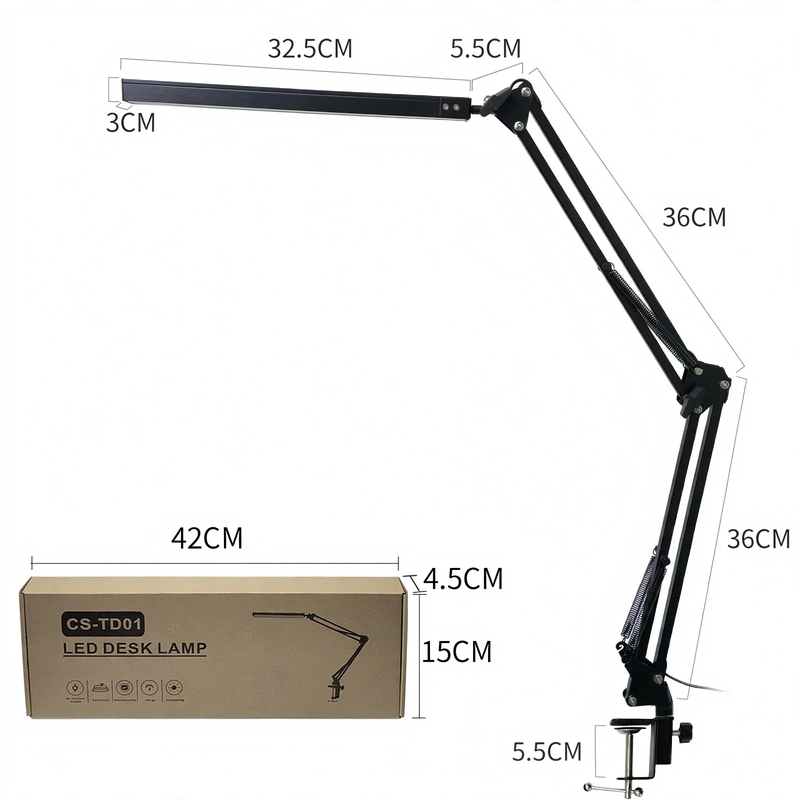 LED clamp lamp with flexible arm