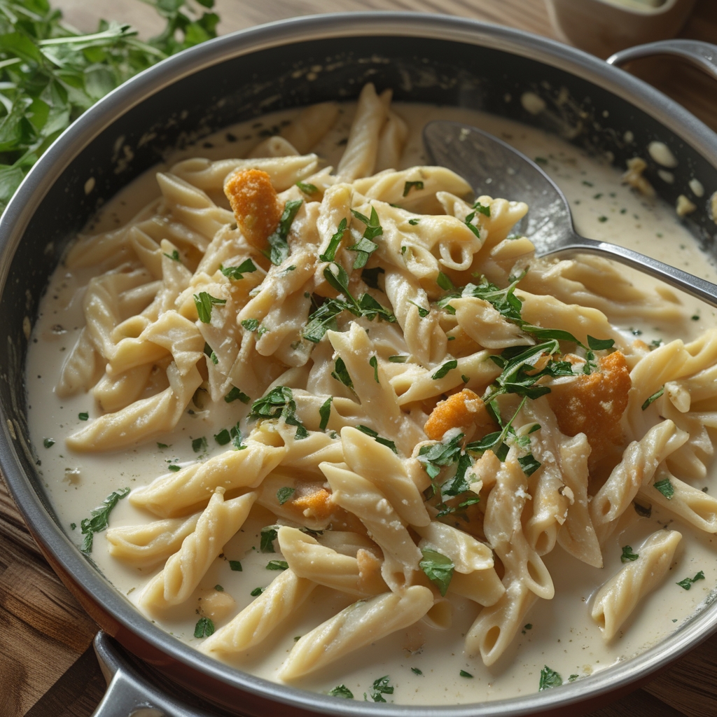 One Pot Creamy Garlic Pasta - Easy & Quick Comfort Food finished