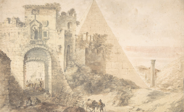 Pyramid of Cestius and the Porta San Paolo Rome 17th century