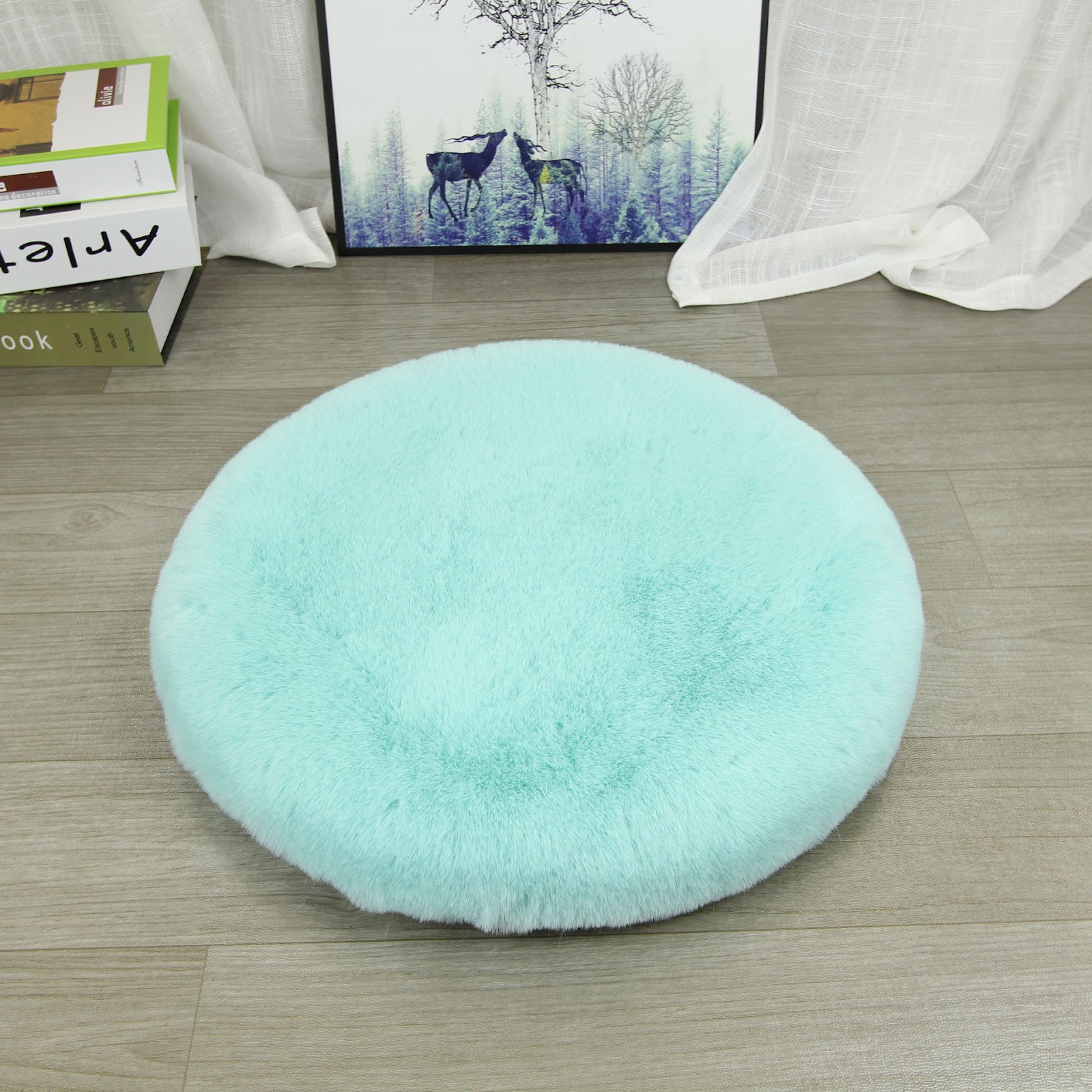 Round seat cushion made of cotton and linen