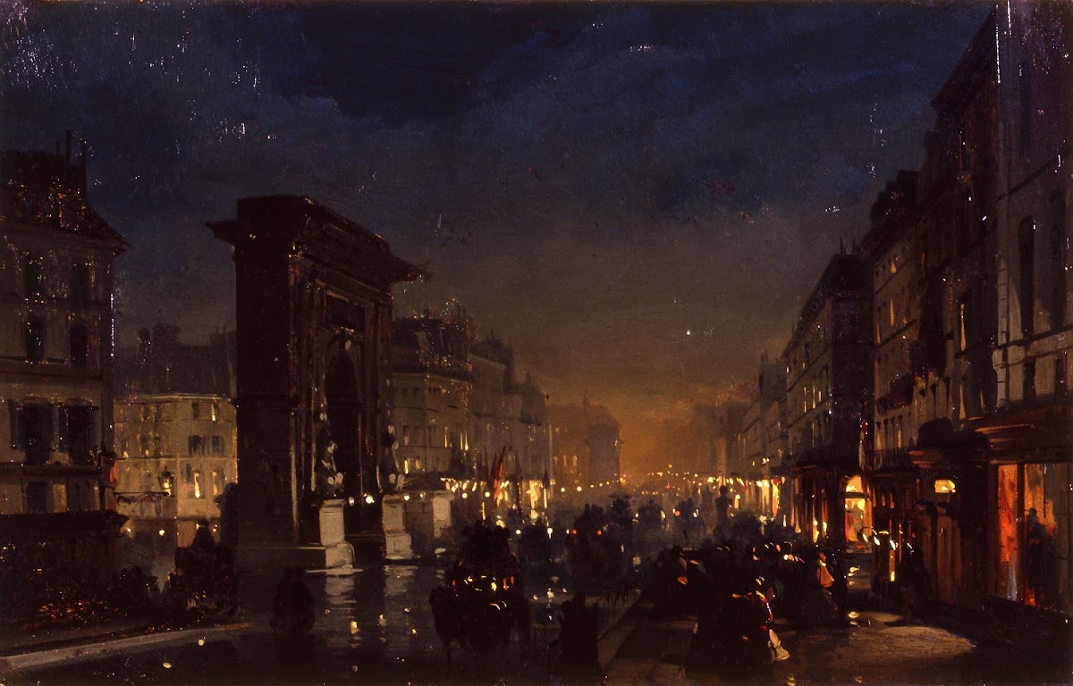 Boulevard et Porte Saint Denis Olio su Cartoncino Intelato 1855