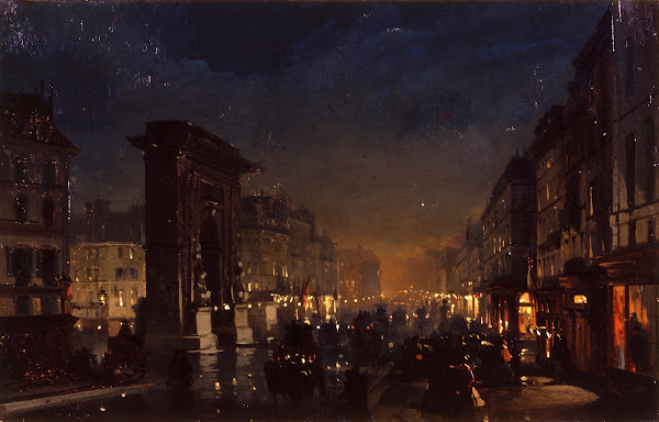 Boulevard et Porte Saint Denis Olio su Cartoncino Intelato 1855