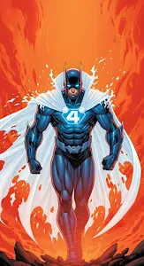 Superhero Hybrid in Blue Suit and White Cape