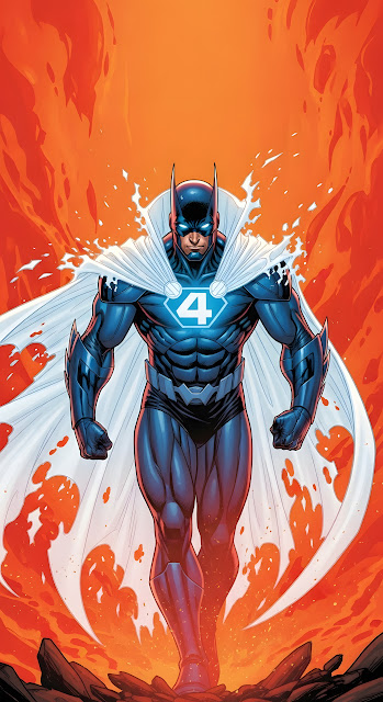 Superhero Hybrid in Blue Suit and White Cape - Free mobile Wallpaper