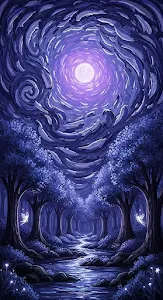 Enchanted Forest in Starry Night Style