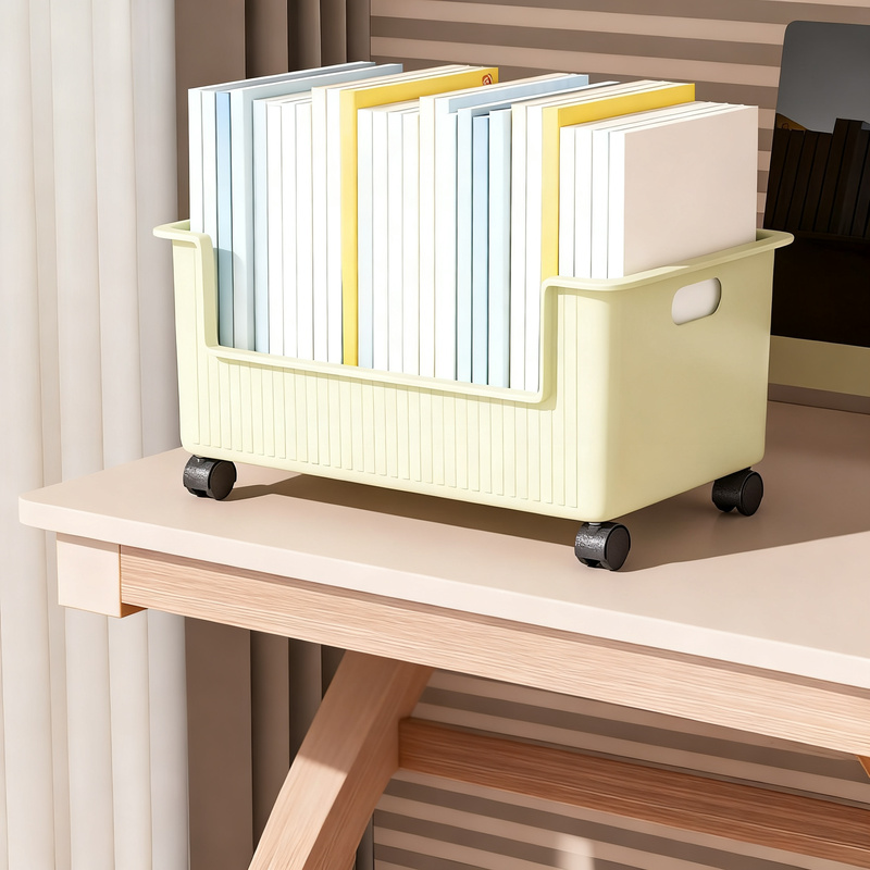 Wheeled book box for desk and floor