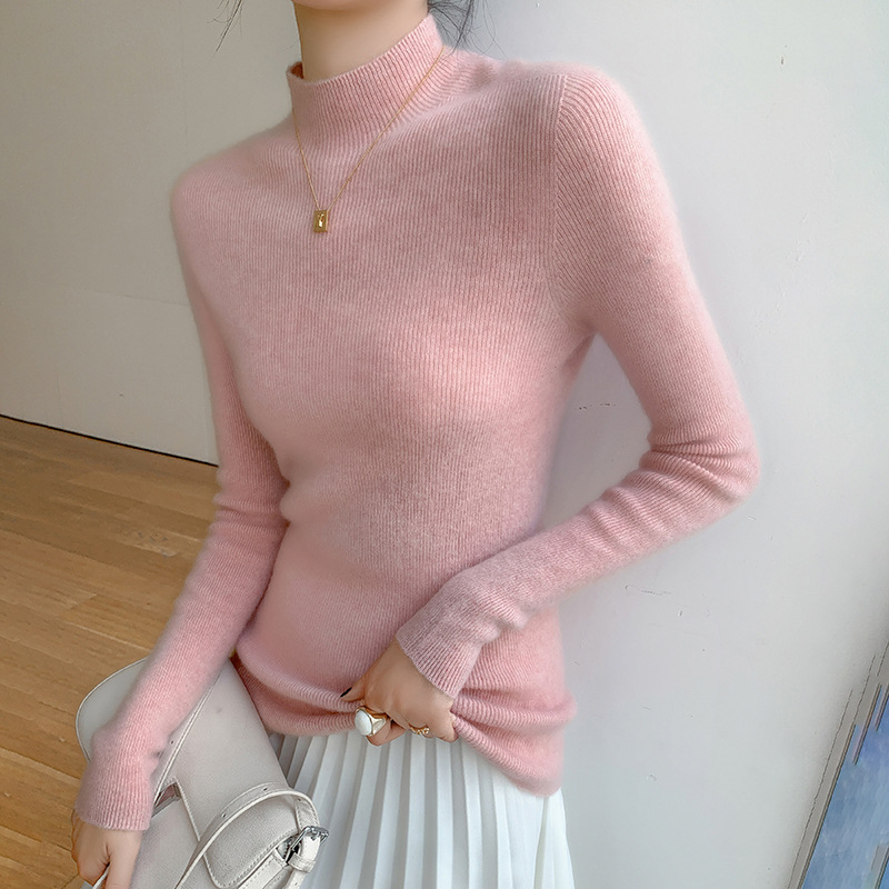 Women's Cashmere Sweater, High Collar, Slim Fit