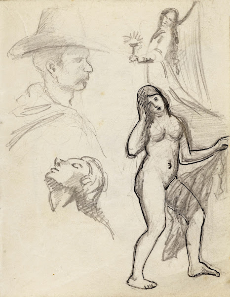 un ange une femme nue et deux têtes