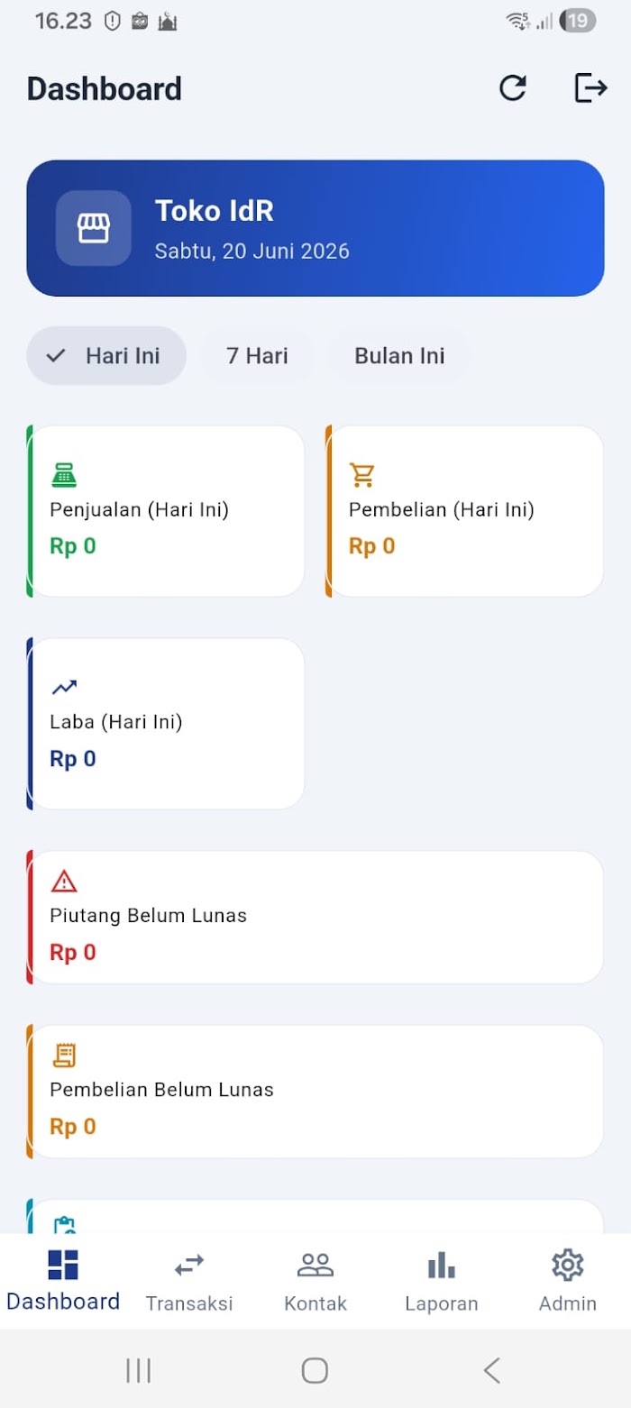 Tampilan Buku Dagang