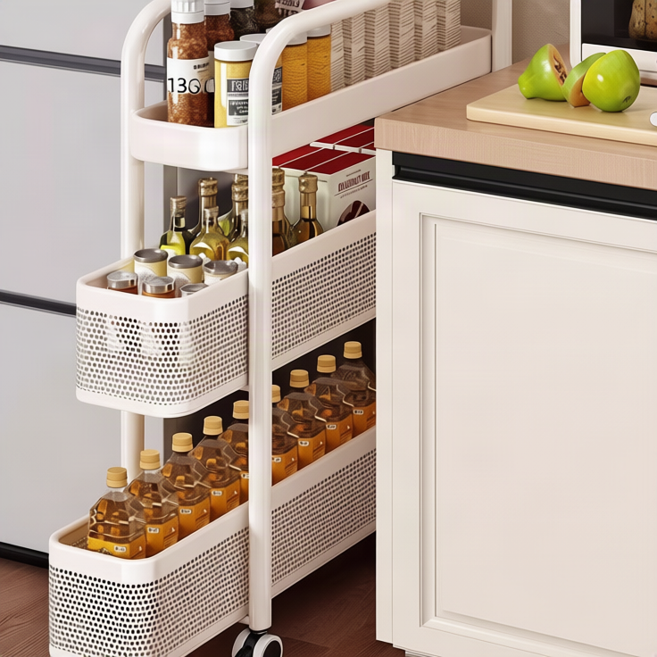 Slim shelf for niches and gaps made of iron