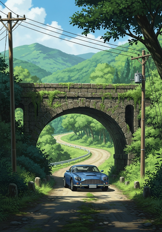 Aston Martin Under Forest Bridge