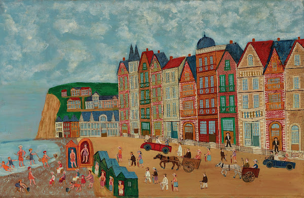 Bord de mer baigneurs et plage
