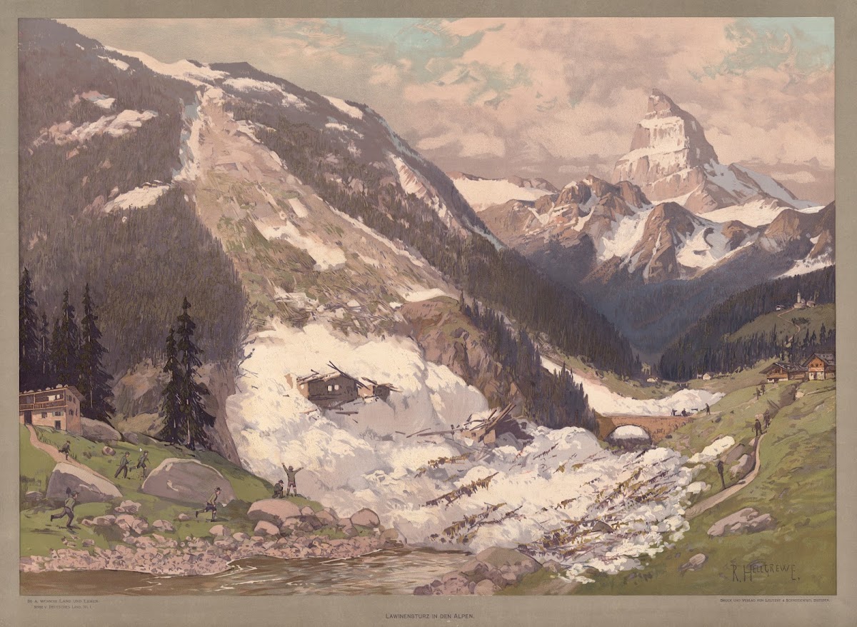 Deutsches Land  Lawinensturz in den Alpen 1907