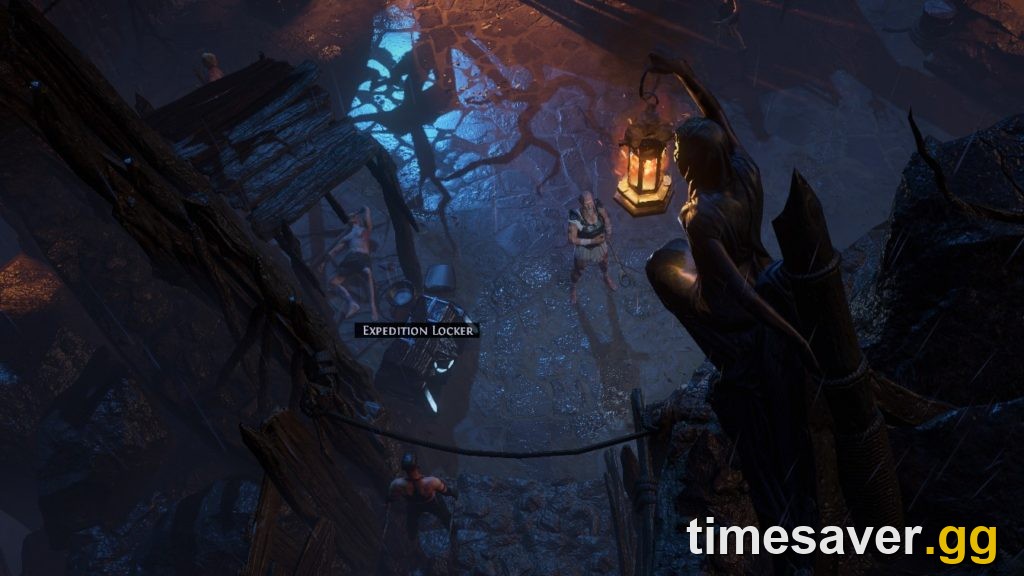 Path of Exile Expedition camp with the Expedition Locker where artifacts are stored