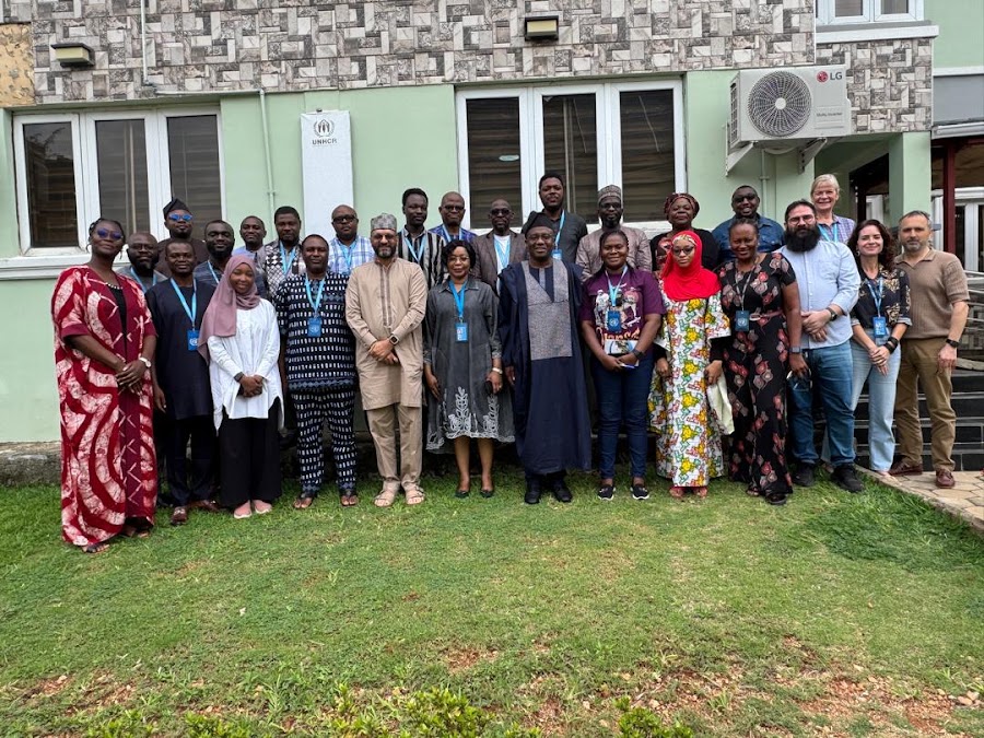 The Regional Bureau Director with UNHCR Nigeria staff during the all-staff gathering in Abuja.