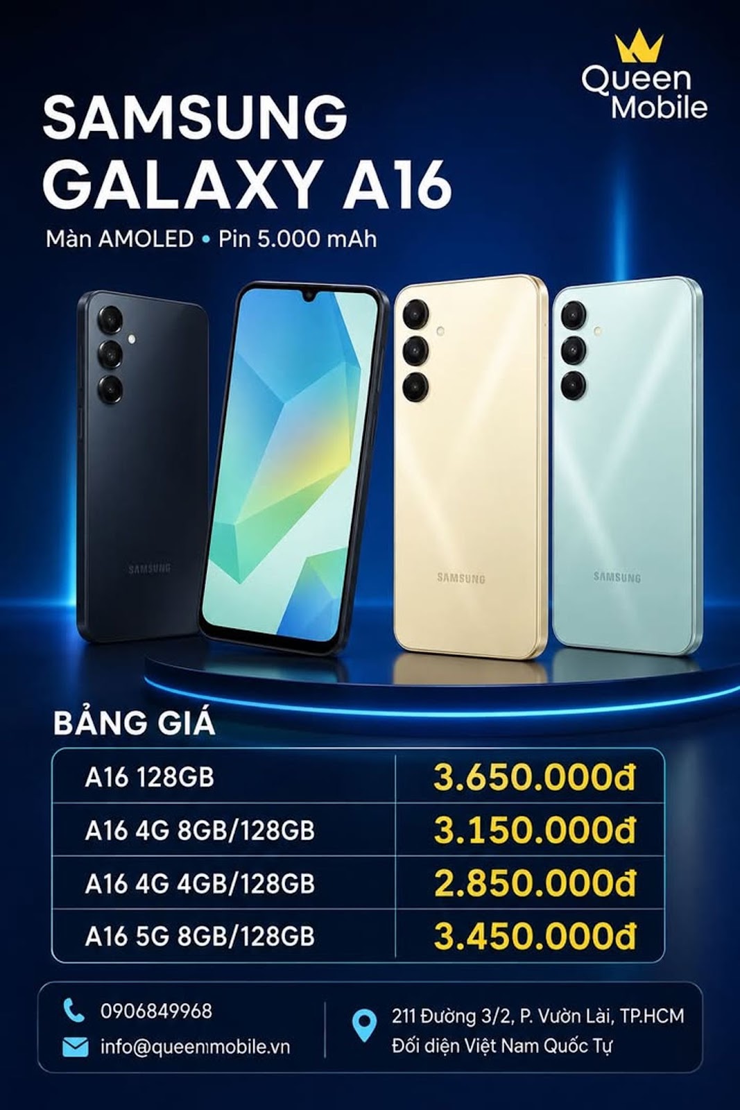 Samsung Galaxy A16 giá tốt, màn hình Super AMOLED, pin 5.000 mAh

 Chỉ từ 2.850....