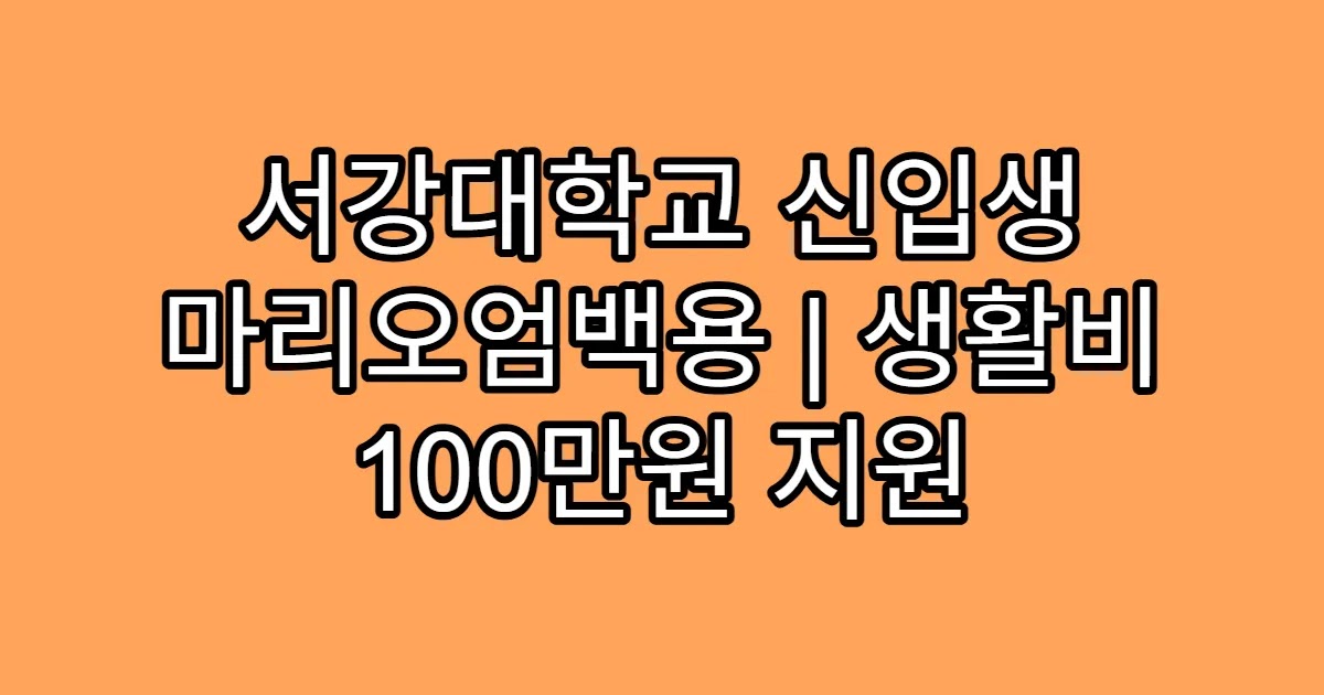서강대학교 신입생 마리오엄백용 | 생활비 100만원 지원