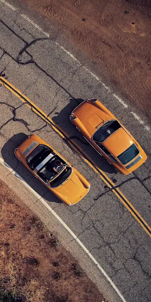Porsches, Convertible, Classic, Road Trip 2K iPhone Wallpaper Background