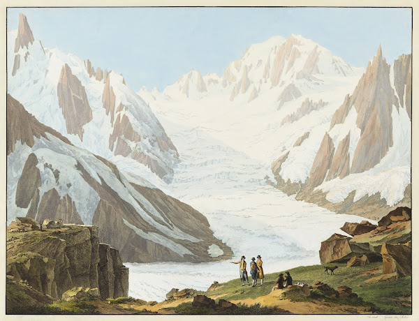 Vue du Mont Blanc des Aiguilles du Midi des Blaitieres du Géant du Glacier du Ta