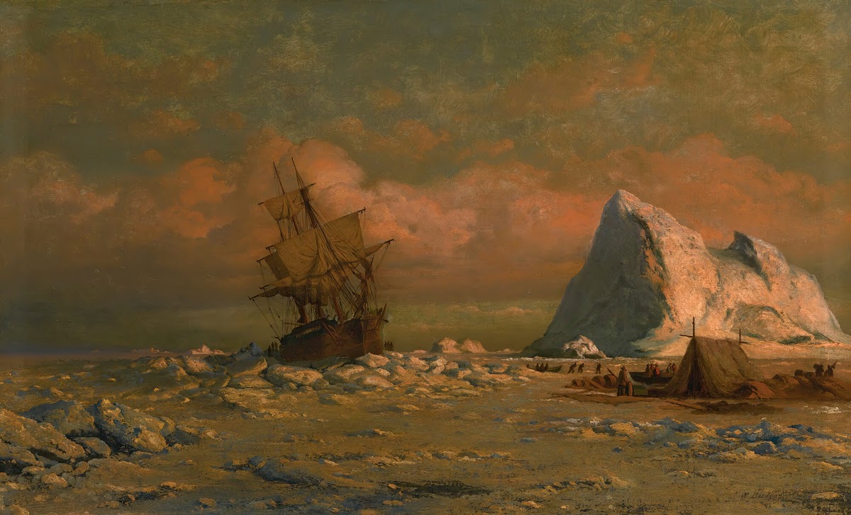 Shipping Vessel With Ice Floes And Figures