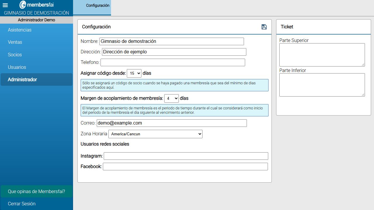 Configuración de Membersfai con el margen de acoplamiento en 4 días y el icono para guardar