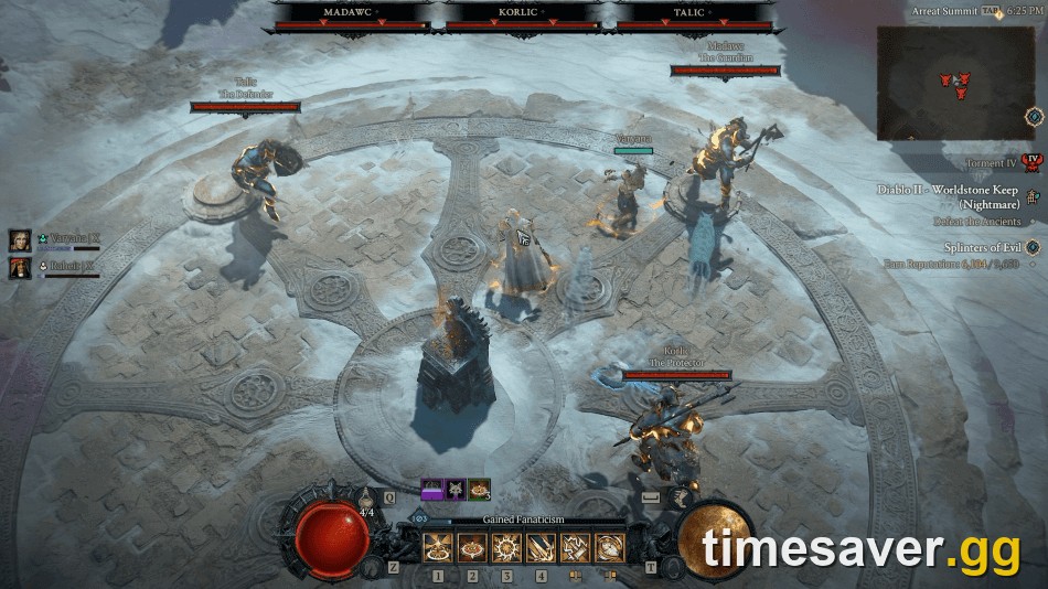 Madawc, Korlic, and Talic — the Three Ancients — at the Altar of the Heavens in Diablo 4 Season 15 Worldstone Keep