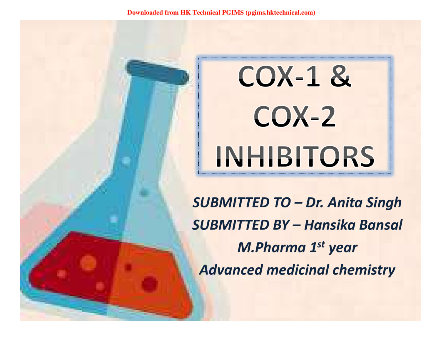 COX1 AND COX 2 inhibitors  1st Semester M.Pharmacy ,,Handwritten Notes,Important Exam Notes,MPharmacy,MPharmacy 1st Semester,