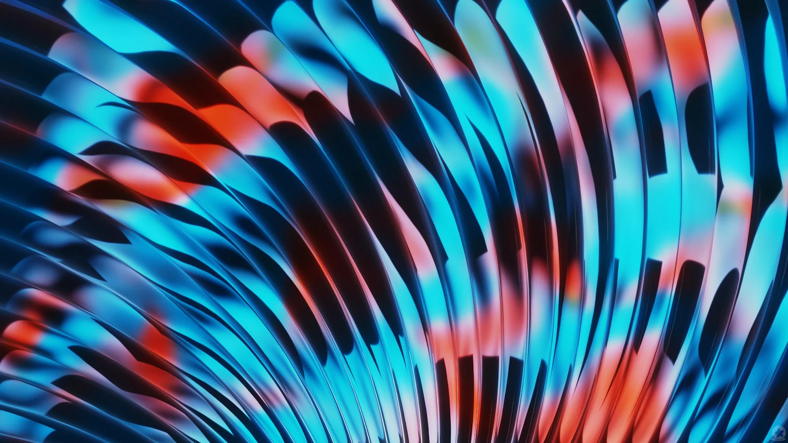 Abstract Glowing Curved Metallic Fins - 3D Digital Art 4K Wallpaper (3840x2160)