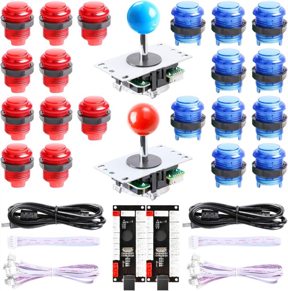 Hikig 2 Jugadores Botones Arcade LED Rectangulares y Redondos