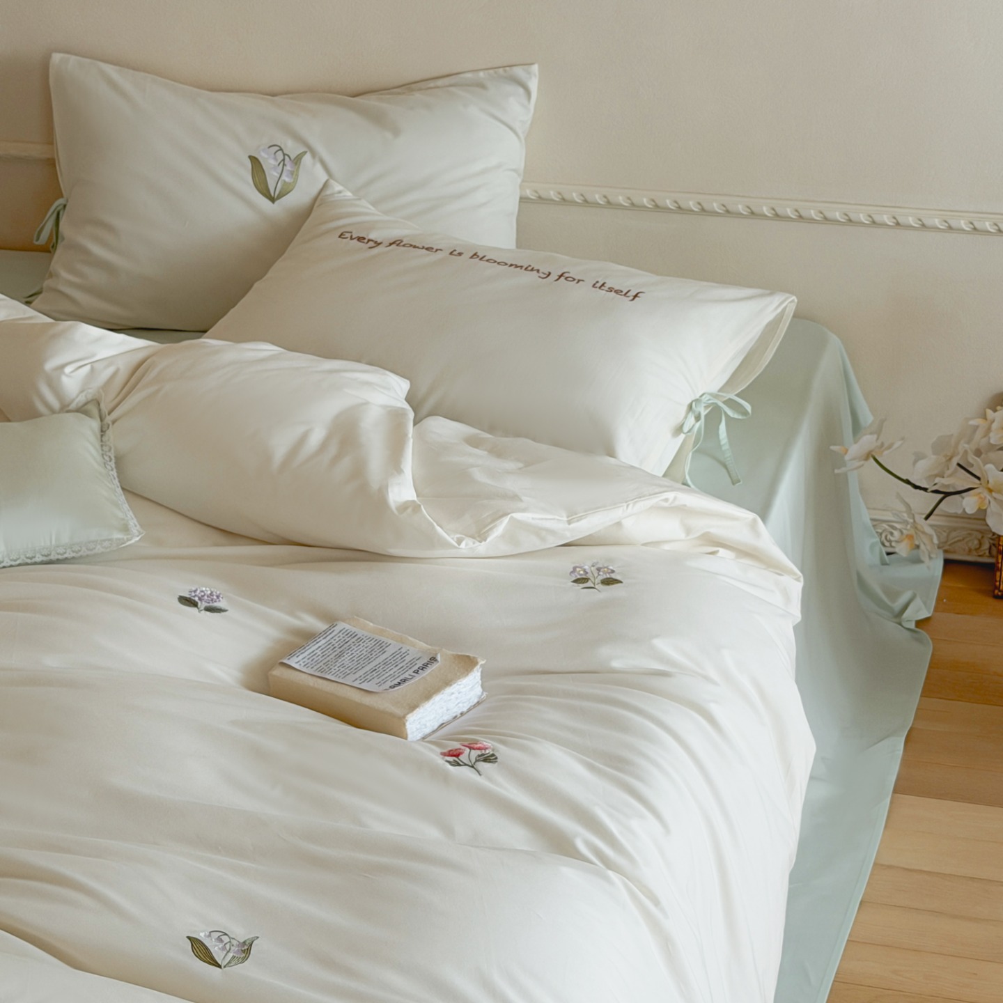 Cotton Bedding Set, 4-piece, with Embroidery
