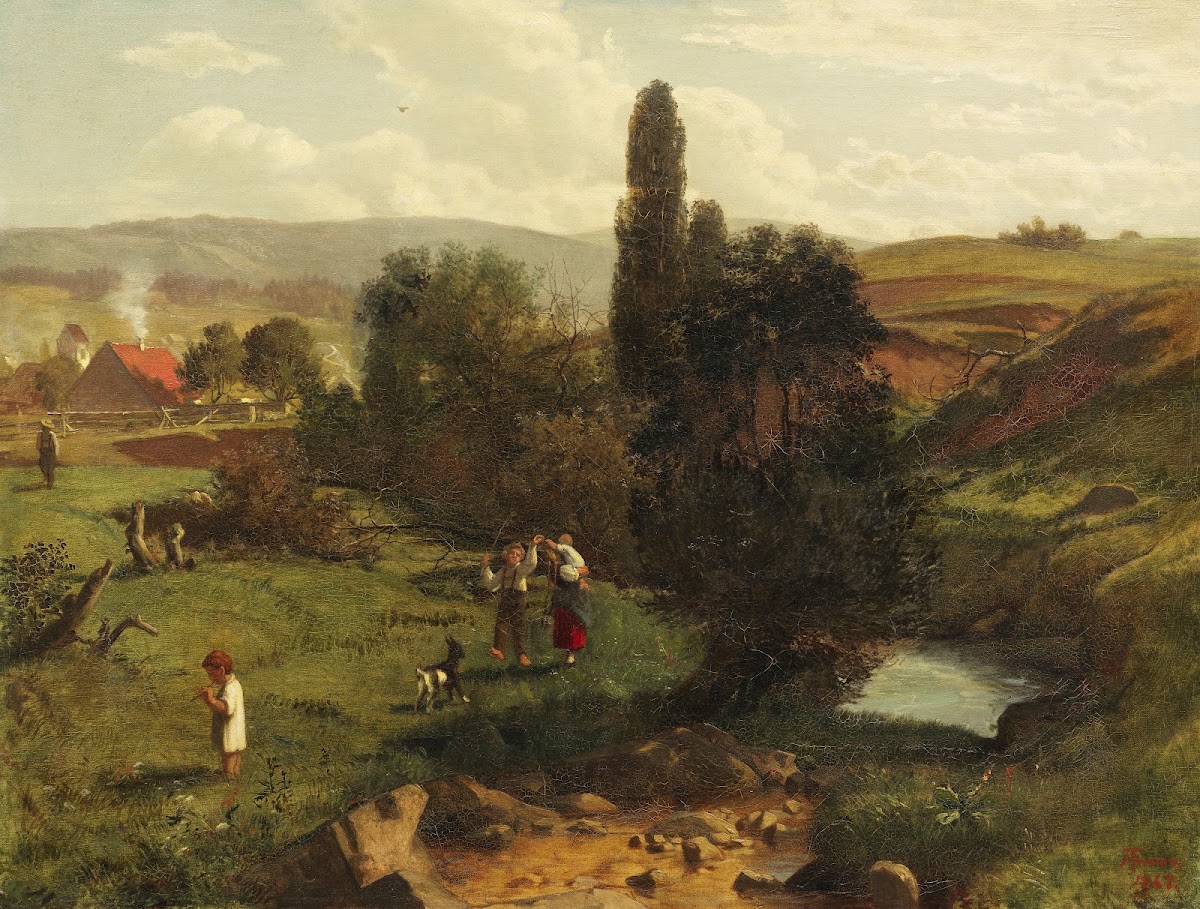 Schwarzwaldlandschaft mit spielenden Kindern 1867 8158x6182 (1)