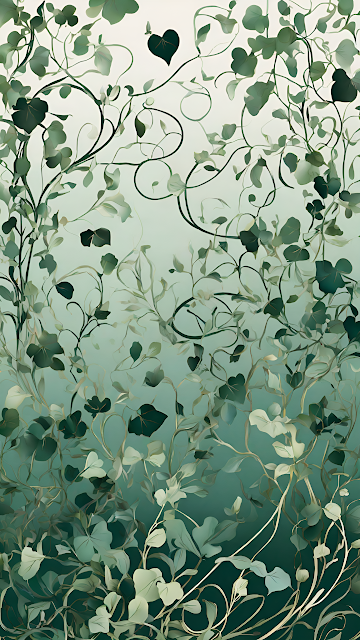 Lush Green Botanical Vine Pattern Texture Art - Free mobile Wallpaper