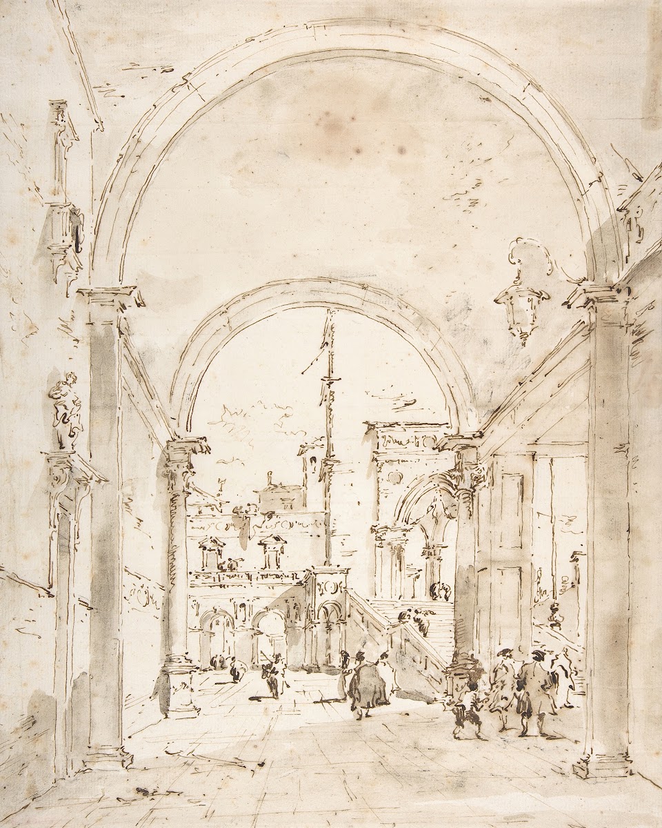 Architectural Capriccio Grand Staircase Seen through an Archway 171293