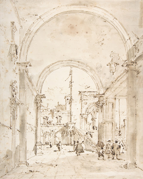 Architectural Capriccio Grand Staircase Seen through an Archway 171293