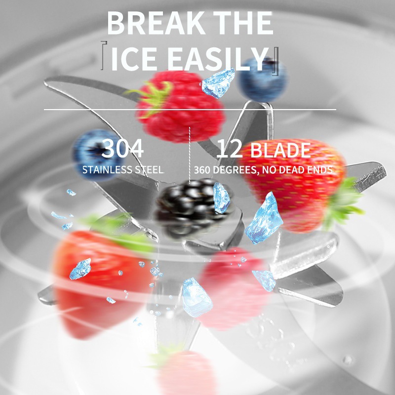 Portable juicer with 12 grinding teeth, up to 400 ml