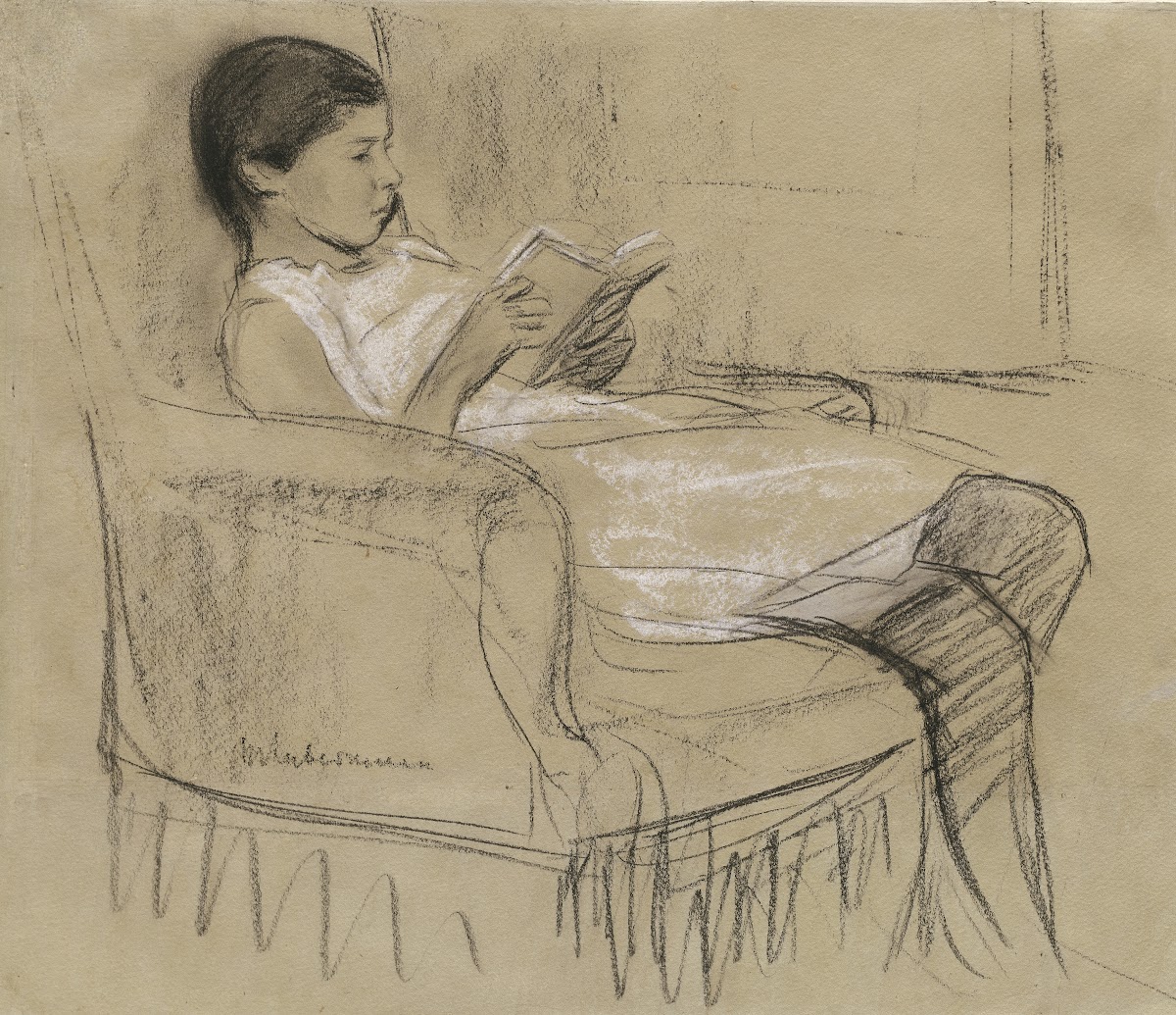 The Artists Daughter Käthe Reading in a Chair 1893 1895