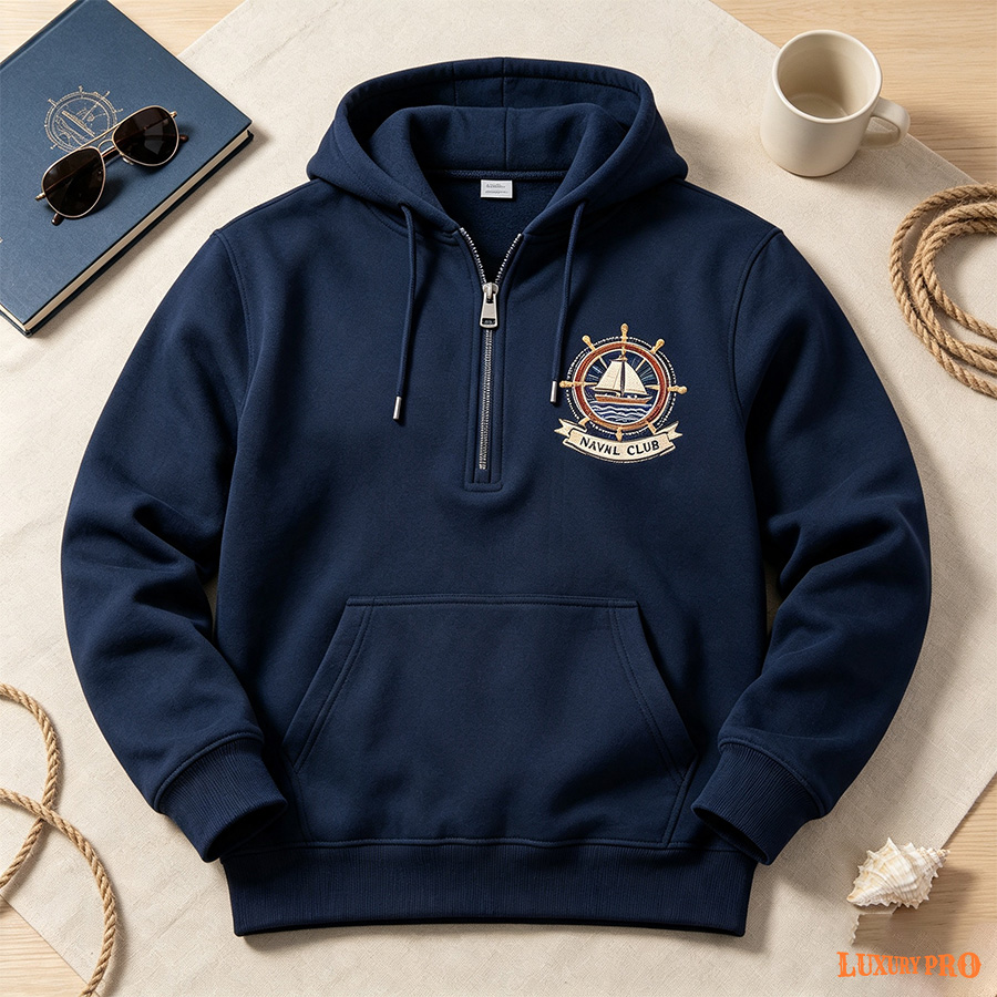 AOP Waffle Knit Half Zip Sweatshirt