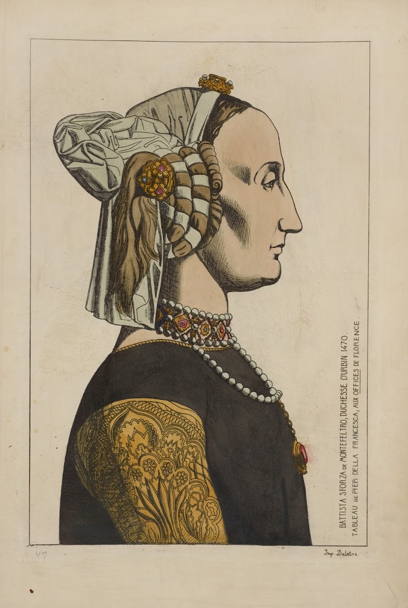 Battista Sforza de Montefeltro duchesse DUrbin 1470 Tableau de Pier Della France