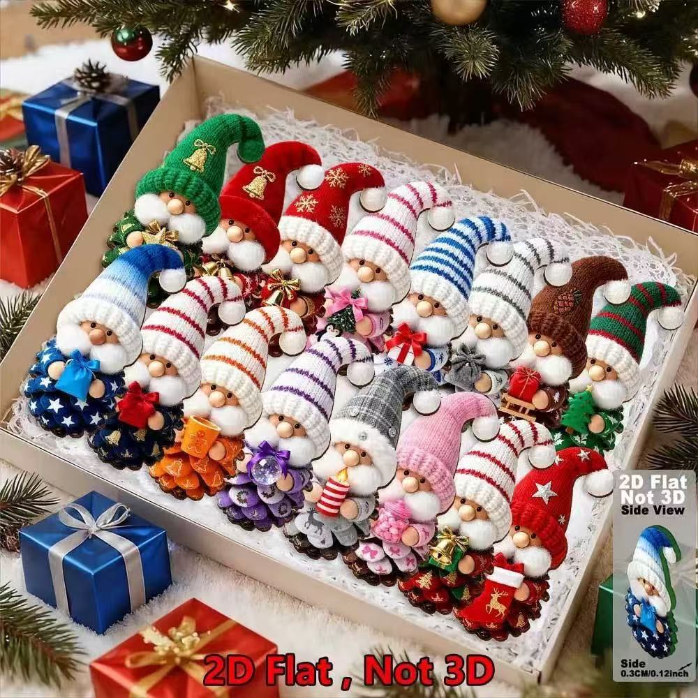 Decorative Gnome Ornament Set Made of Wood