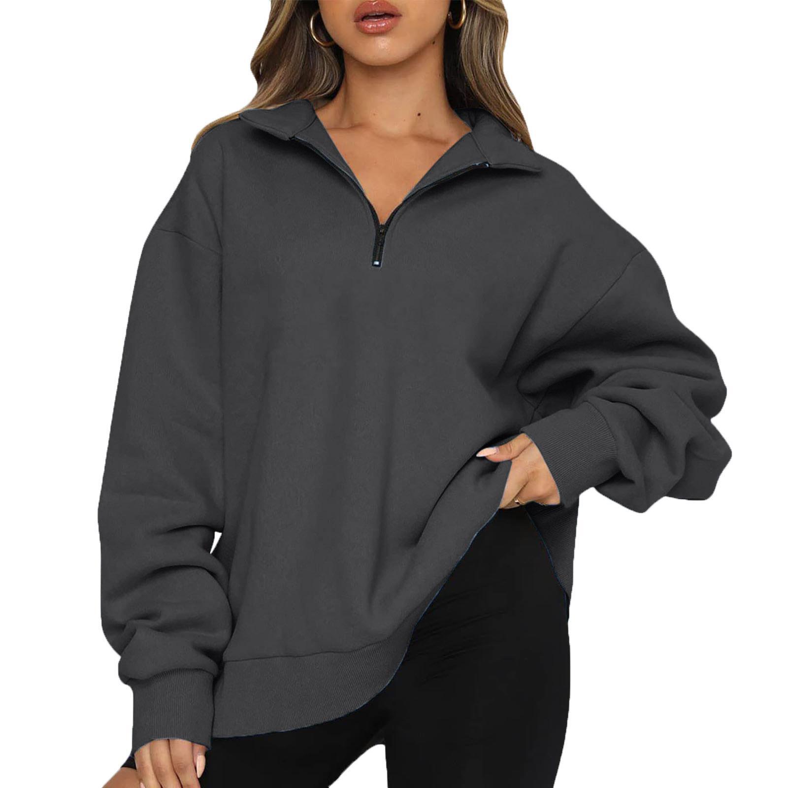 Women's sweatshirt with zip and stand-up collar