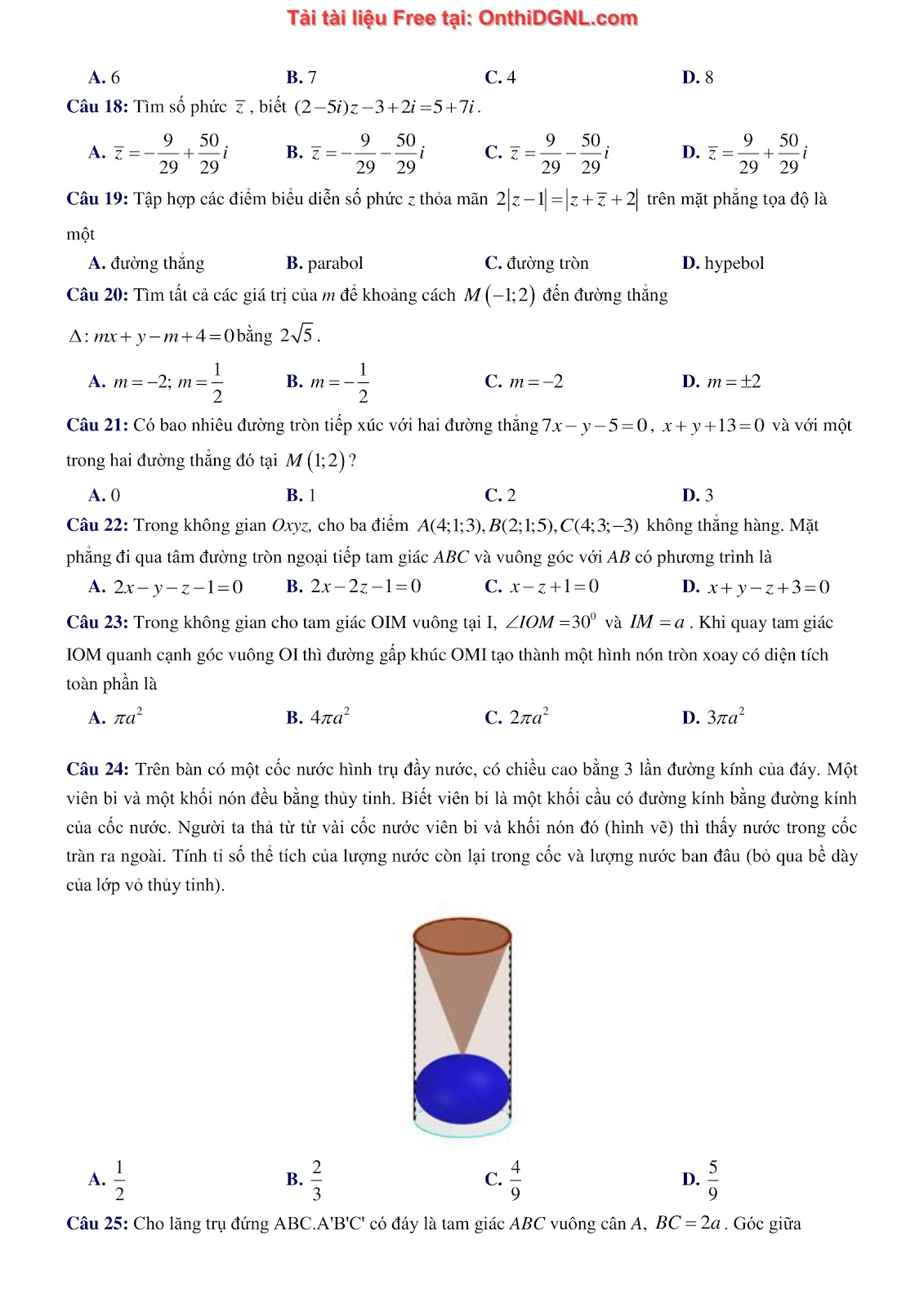 1300 bài tập môn Toán - Ôn thi ĐGNL ĐHQG Hà Nội Phần 14