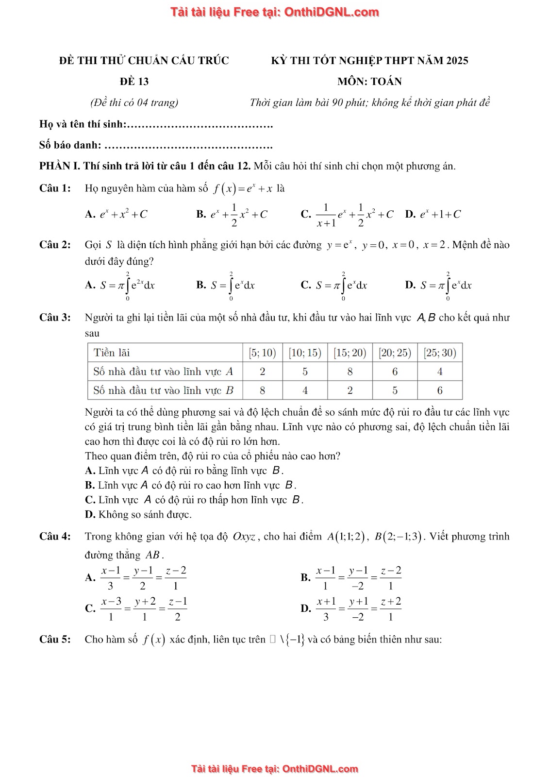 32 đề phát triển minh họa môn toán - có đáp án