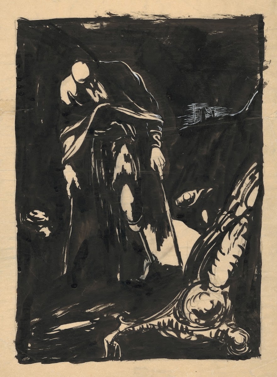 Man Walking with Crutches with a Long Beard 19401944