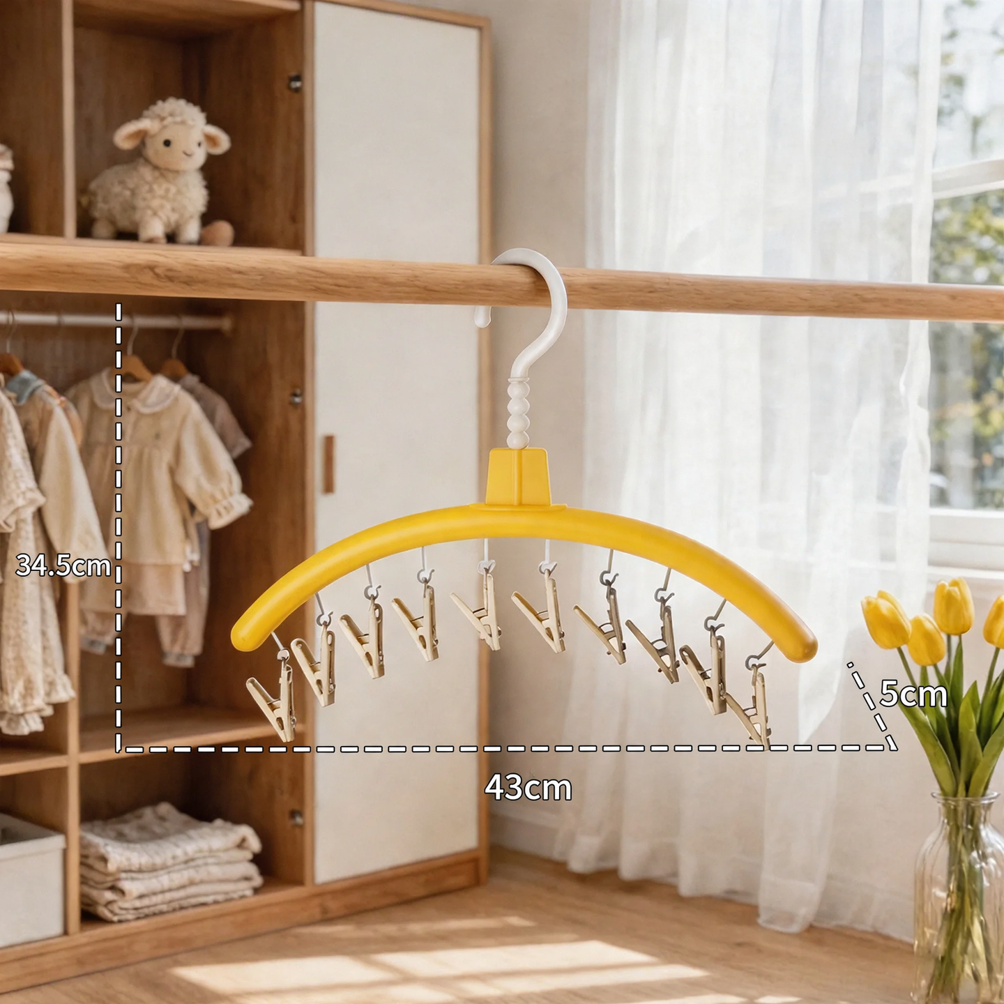 Daruma design drying rack, multiple clips