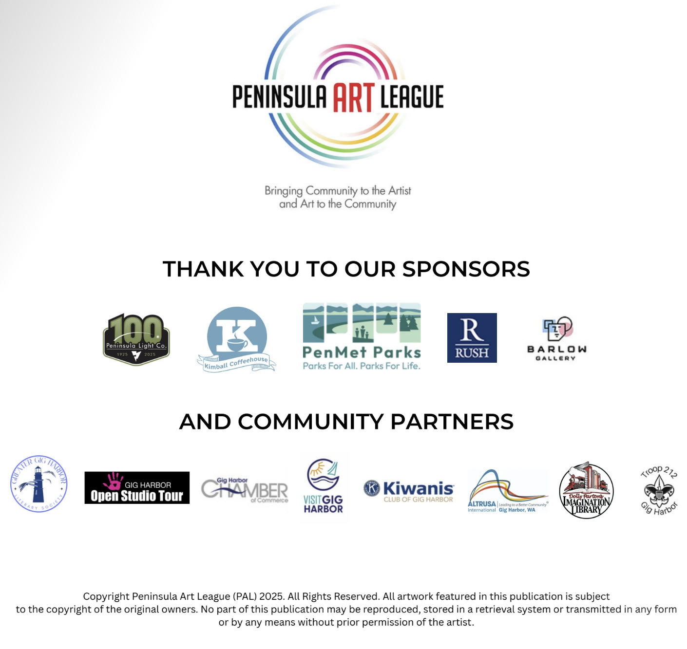 sponsors and patrons graphic from the Summer Art Festival catalog