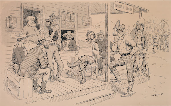 Reading the newspaper at the Eagle Inn 1896