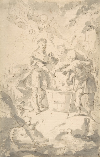 Saint Wenceslas at the Vintage Attended by Angels and Putti mid 18thlate 18th ce